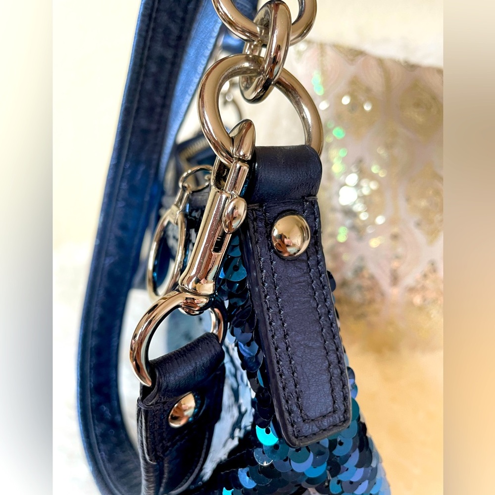 Coach Poppy Blue Sequin Purse - Picture 3 of 5
